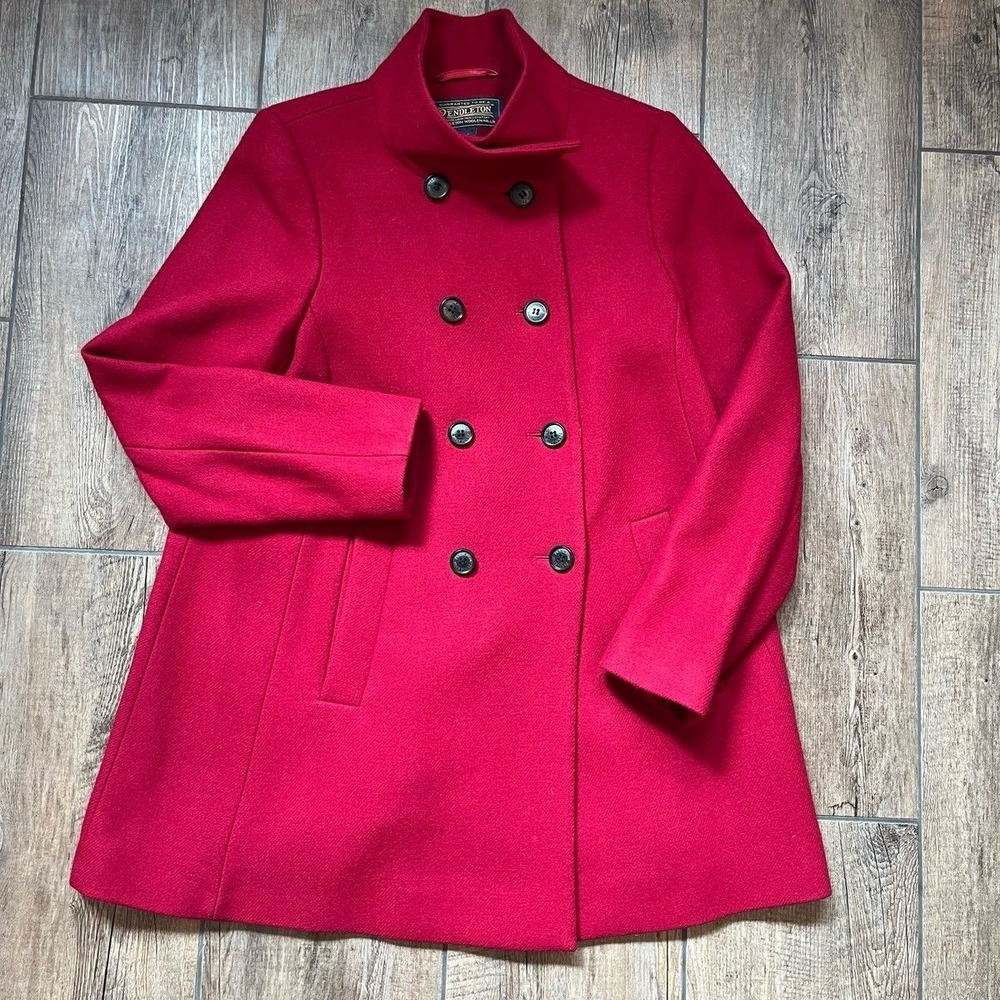 Pendleton Red Wool Double Breasted Button Down Pe… - image 1